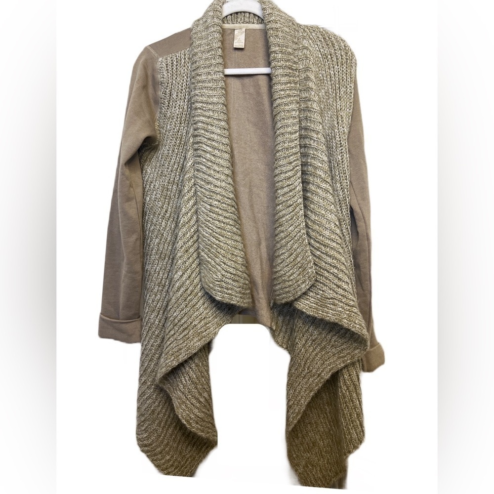 Prana Women’s Demure Wool Blend Drape Cardigan Sweater Knit Brown